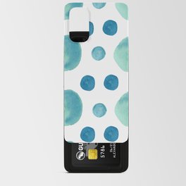 turquoise and blue circles on white grid Android Card Case