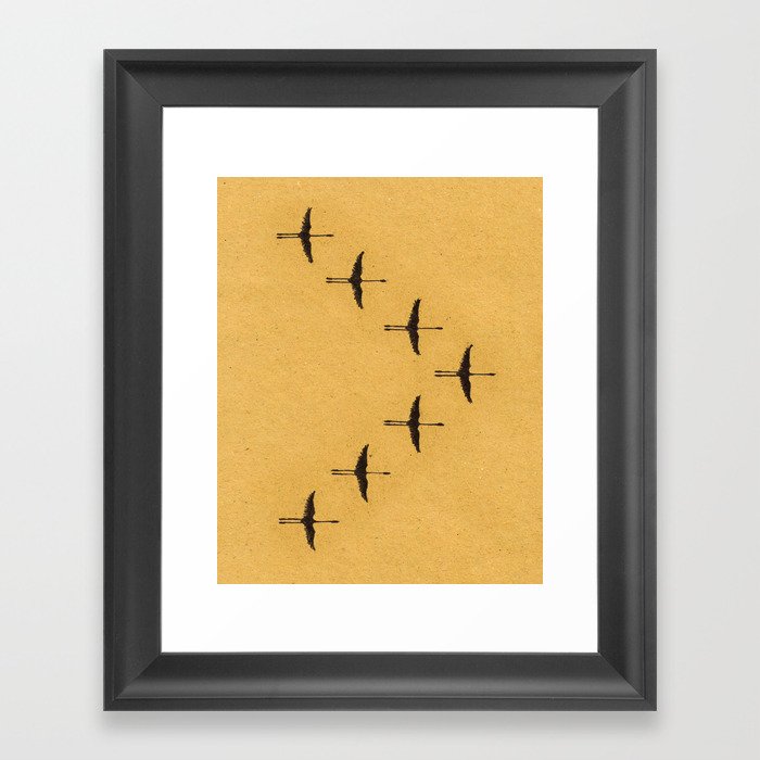 Flying Flamingos Framed Art Print