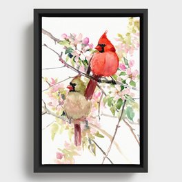Cardinal Birds and Spring, cardinal bird design Framed Canvas