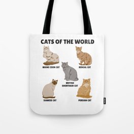 Cats Of The World Different Breeds Of Cats Tote Bag