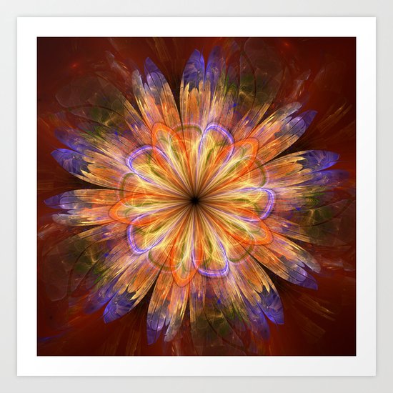 Artistic fantasy flower in summer colors Art Print