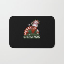 Merry Christmas Cute Axolotl Bath Mat