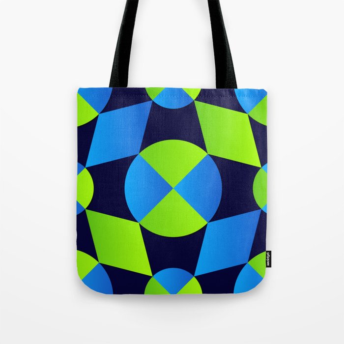 Green & Blue Color Arab Square Pattern Tote Bag