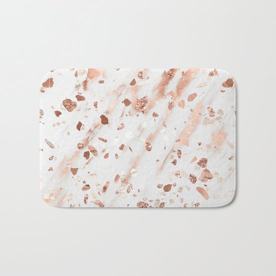 Pink Quartz Terrazzo + Rose Gold Marble Bath Mat