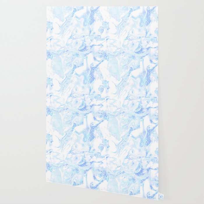 White Marble With Pastel Blue Purple Teal Glitter Wallpaper By Naturemagick Society6