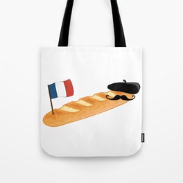 French Baguette Moustache - Funny French Food Tote Bag