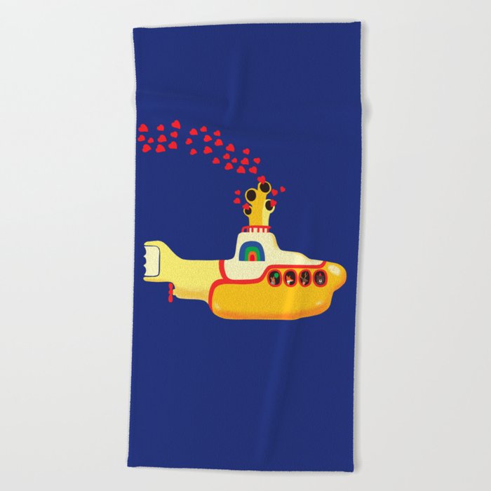 Yellow Submarine Bubbling Love Beach Towel