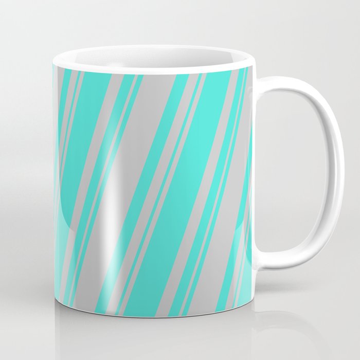 Turquoise and Grey Colored Stripes Pattern Coffee Mug