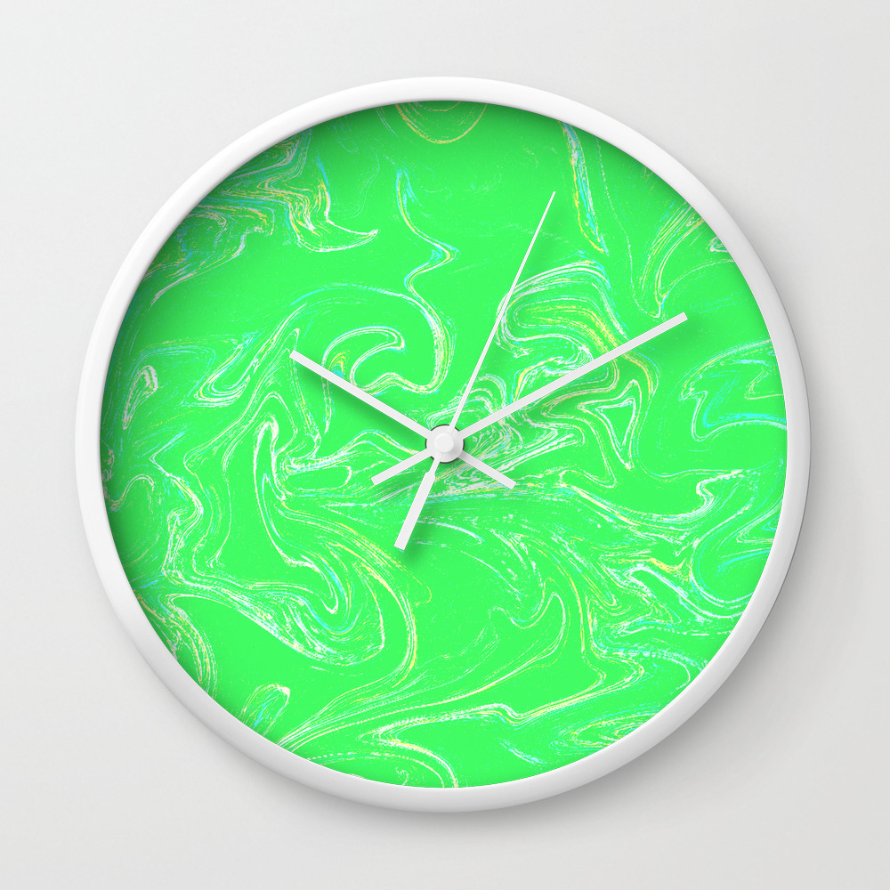Neon Green Abstract Wall Clock By Seekforkeeps Society6
