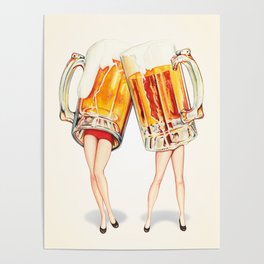 Cheers! Beer Pin-Ups Poster
