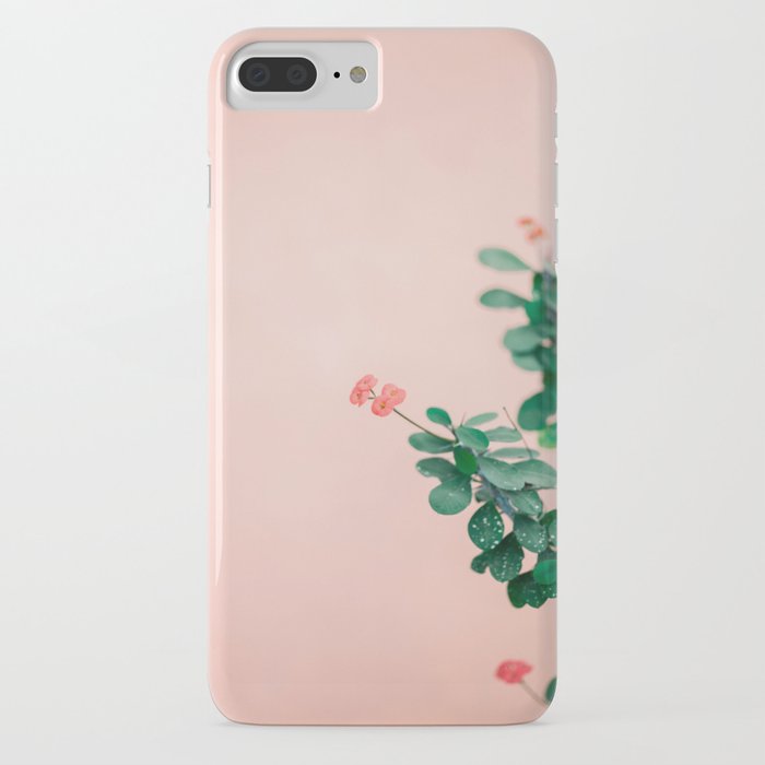 Floral photography print | Green on coral | Botanical photo art iPhone Case