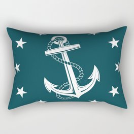 Anchor and Stars on Indigo Blue Rectangular Pillow