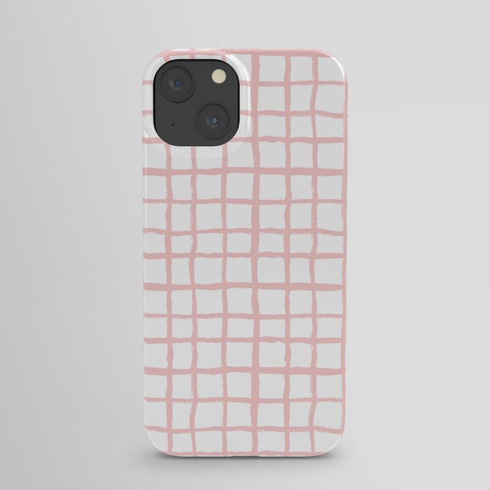 Pantone rose quartz grid pattern print minimal lines cross swiss cross painting hand drawn pastel iPhone Case