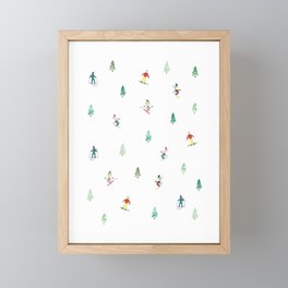 Winter Skiers Framed Mini Art Print