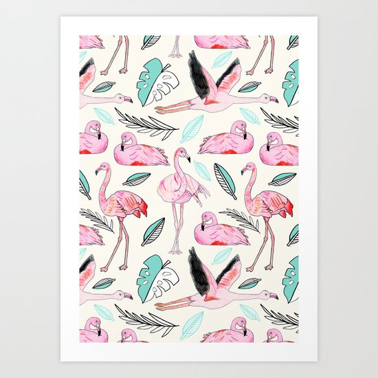Flamingos Forever Art Print