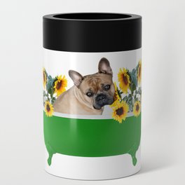 Bulldog - Green Bathtub with Sunflowers Can Cooler