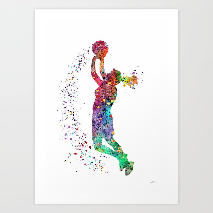 Basketball Girl Player Sports Art Print Art Print By Svetlaart