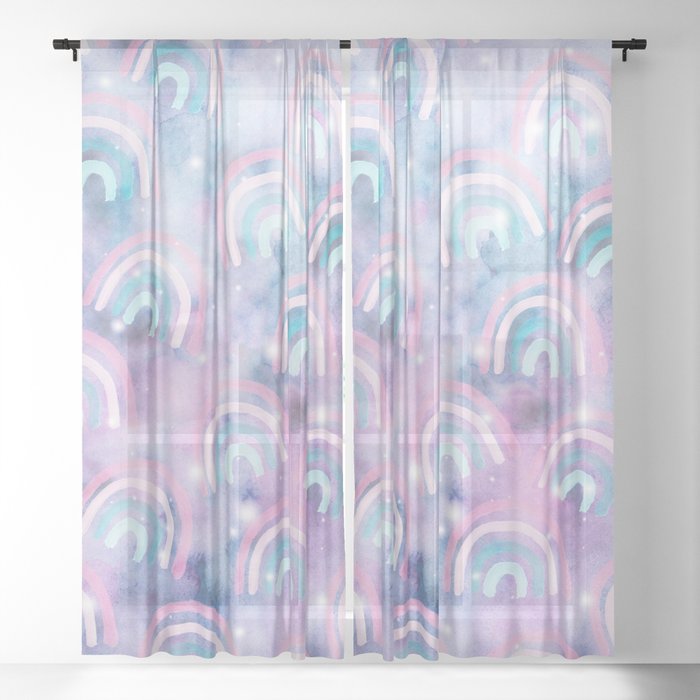 Cosmic Rainbow Dream Pattern #1 (Kids Collection) #decor #art #society6 Sheer Curtain