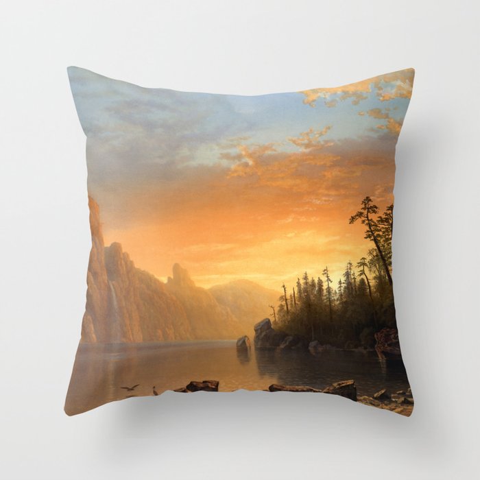 Sunset in California - Albert Bierstadt Throw Pillow