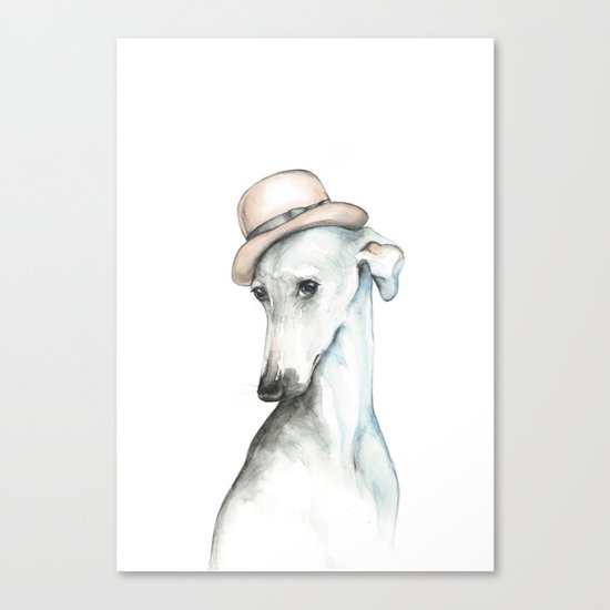 Bowler hat greyhound_ Illustrious dogs. Canvas Print