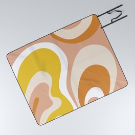 Trippy Psychedelic Abstract in Peach, Orange, Cream and Yellow Picnic Blanket