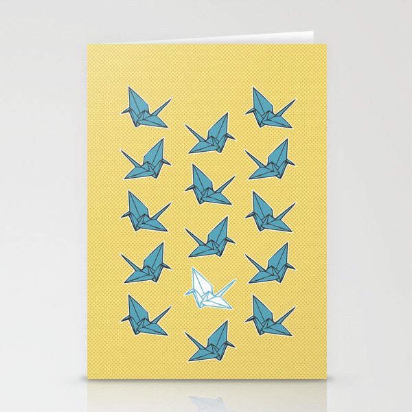 PAPER CRANES BABY BLUE AND YELLOW Stationery Cards