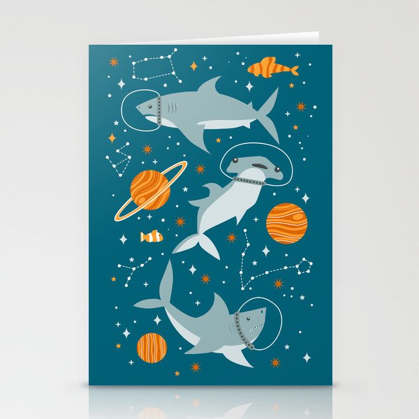 Space Sharks Stationery Cards