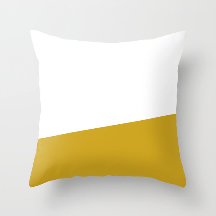 Stripe Block (mustard yellow/white) Throw Pillow