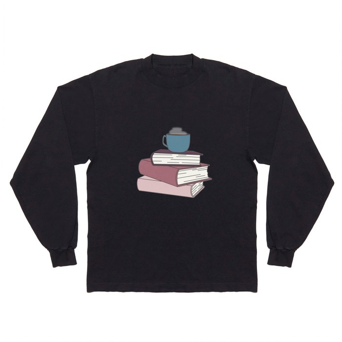 Book Stack and Coffee  Long Sleeve T Shirt