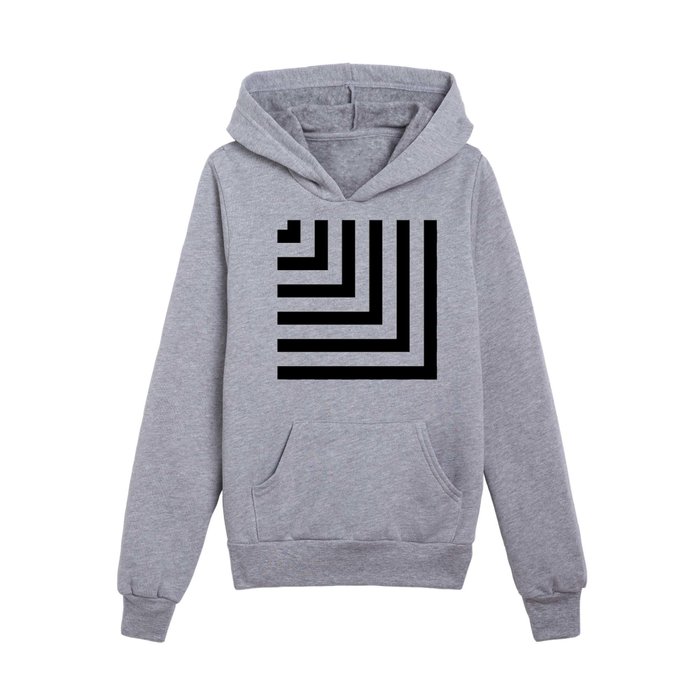 Black and White Angle Striped Pattern Kids Pullover Hoodie
