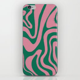 Tropical Abstract Modern Swirl Pattern in Cashmere Rose Pink on Vivid Green iPhone Skin