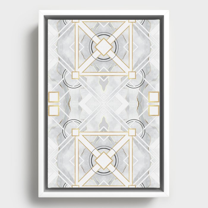 Elegance in Marble and Gold - Pattern Framed Canvas