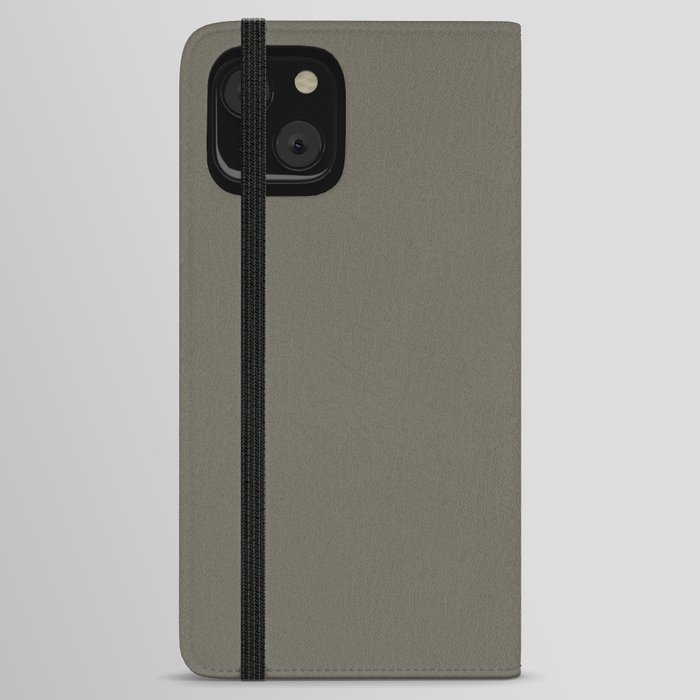 Dark Gray-Brown Solid Color Pantone Smokey Olive 18-0516 TCX Shades of Yellow Hues iPhone Wallet Case