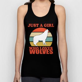 Retro Vintage Sunset Just A Girl Who Loves wolves Tank Top