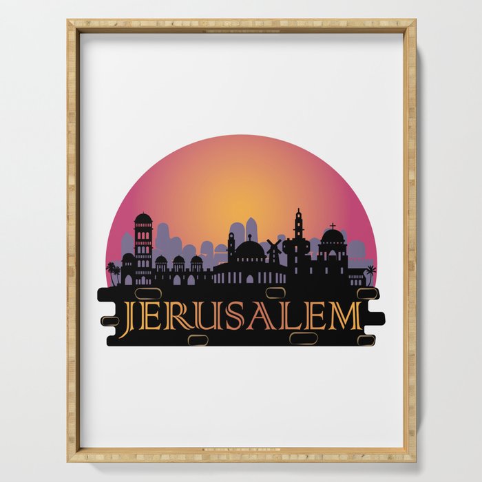 Jerusalem Old City Skyline - Israel Travel Serving Tray