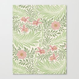 Larkspur Pattern by William Morris - Green Pink Canvas Print