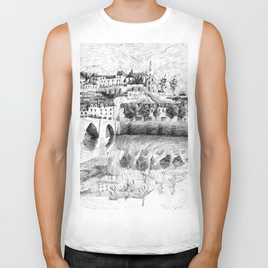 Terrasson village - France drawing Biker Tank