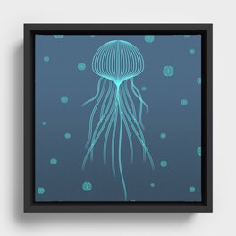 Jellyfish Blue Framed Canvas