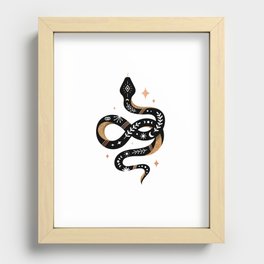 Infinity Snake - Black & Gold Recessed Framed Print