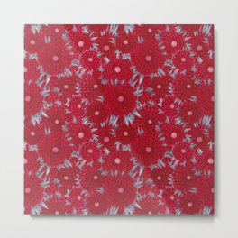 Bright Red Flowers With Gray Leaves Metal Print