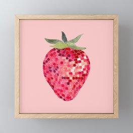 Disco Ball Strawberry Framed Mini Art Print