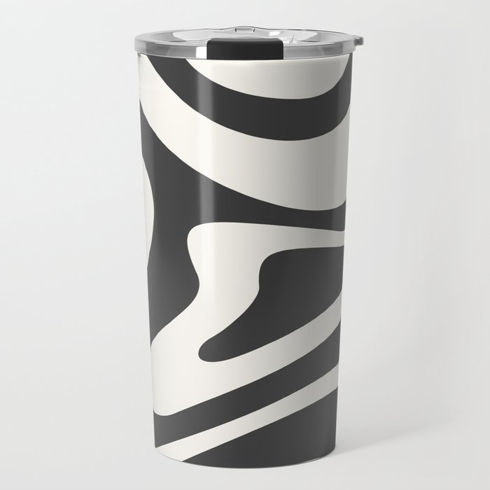 Modern Abstract Pattern 2 in black and Beige (Liquid Swirl Design) Travel Mug