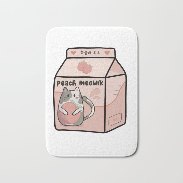 Peach Meowlk - Kawaii Milk Carton Bath Mat