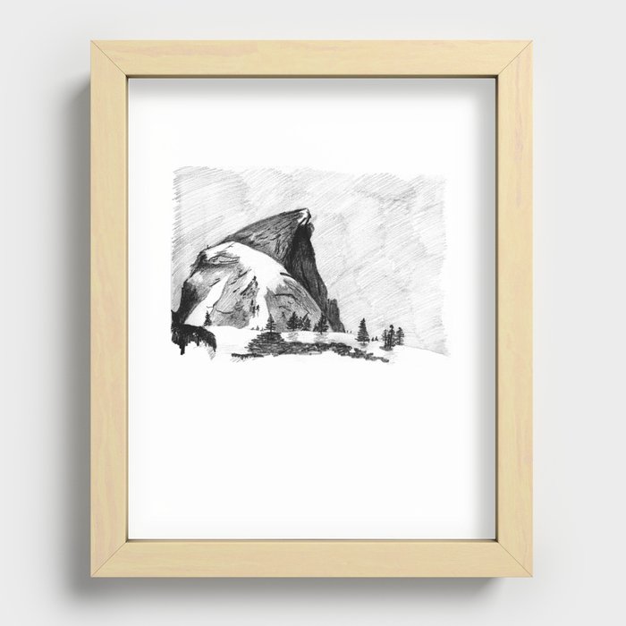 Drawing of Half-Dome in Yosemite from the north Recessed Framed Print