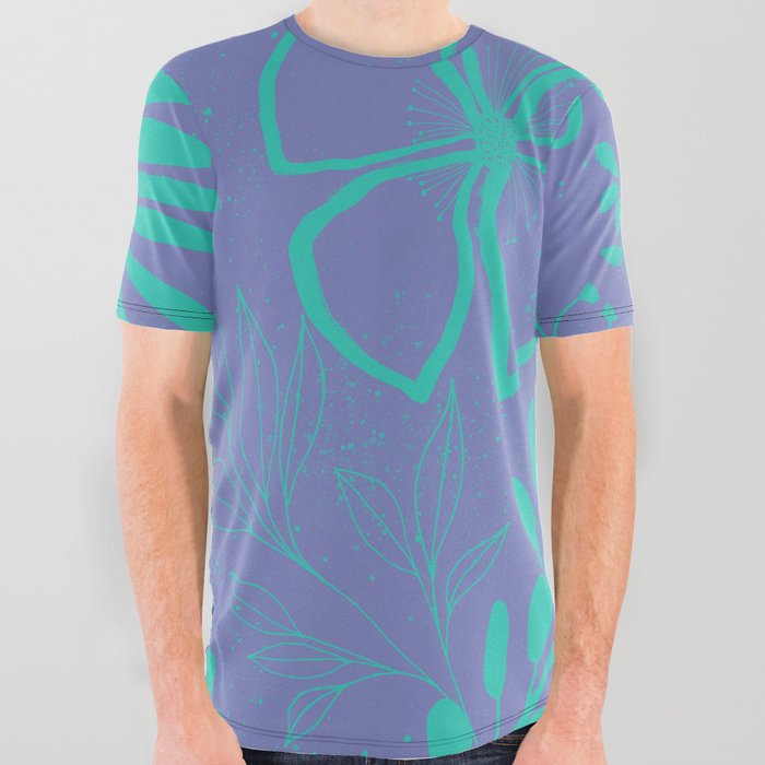 Turquoise and Veri Peri Art Print All Over Graphic Tee