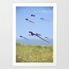 Dragon Kite Fantasy Art Festival Beach Summer Washington Pacific Northwest Children's Room Vacation Travel Art Print