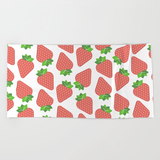 Strawberries Over White Beach Towel