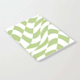 Wavy Matcha Green Checkered Print Notebook