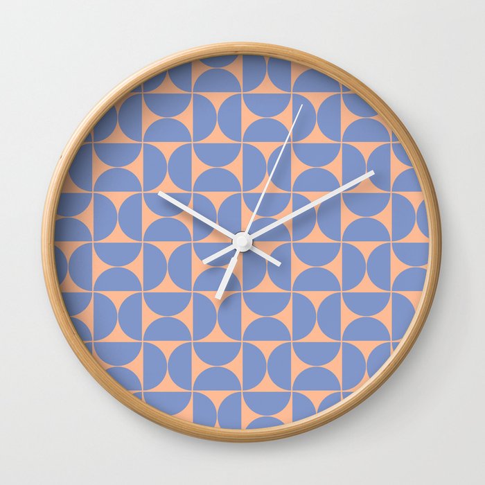 Mid-Century Modern Pattern No.68 Mini - Peach Fuzz and Grapemist Wall Clock