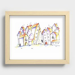 Houses Illustration Recessed Framed Print